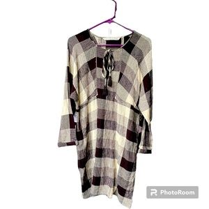 Zara Trafaluc Collection Black & Cream Plaid Mini Dress